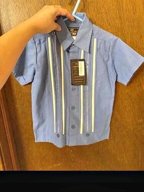 Linen Guayaberas Boys Size 6 Blue Guayabera NWT
